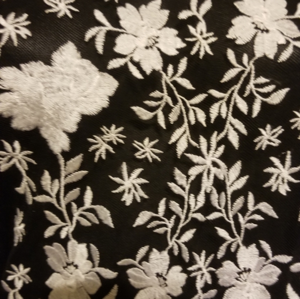 INC black with white floral sheer top
